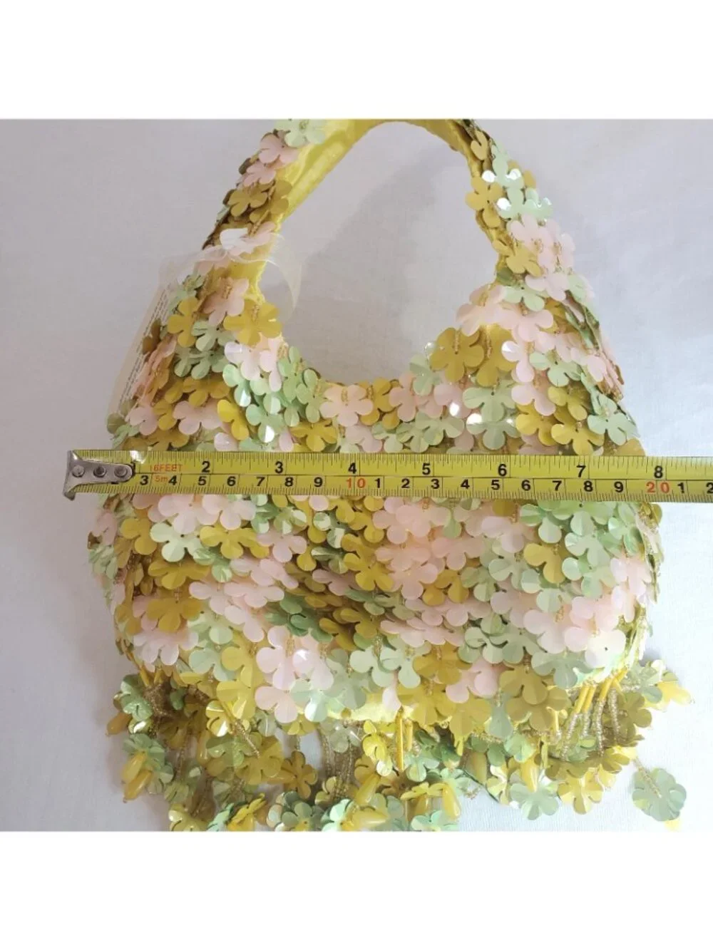 Handcrafted Viral TikTok Beaded Bag Made in India Yellow Flowers Fairy Cottage